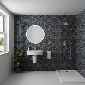 Drench Naturals Black Marble PVC Waterproof Bathroom Wall Panel - 1000 x 2400mm