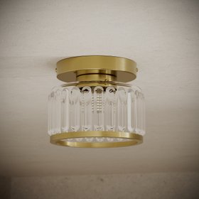 Butler & Rose Small Fluted Glass Ceiling Light - Brushed Brass