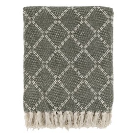 Olive and Cream Diamond Throw Blanket
