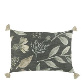 Midnight Olive Leaf Pattern Cushion