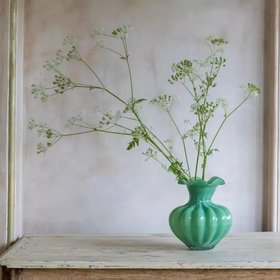 Sienna Green Glass Frill Top Vase