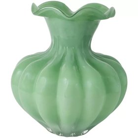 Sienna Green Glass Frill Top Vase