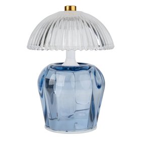 Blue Vintage Ridged Glass LED Table Lamp