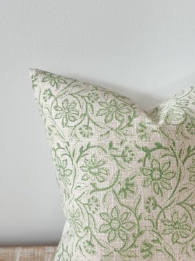 Chloe Sage & Cream Floral Cushion
