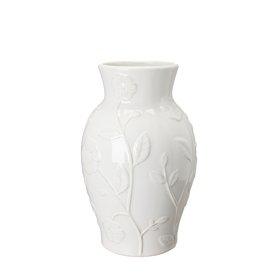 Eliza White Flower Embossed Vase
