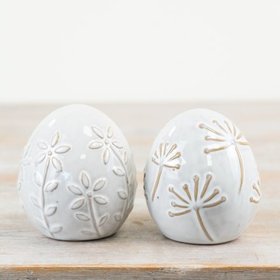 Embossed Ceramic Egg Ornaments