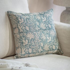 Ciara Pale Blue Vine Cushion