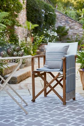 Antibes Linen & Blue Cushion