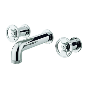 Crosswater Union Chrome Three Tap Hole Wall Mounted Basin Mixer
