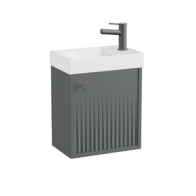 Vado Safari Fluted 400mm Charcoal Grey Wall Hung Cloakroom Vanity Unit & Basin