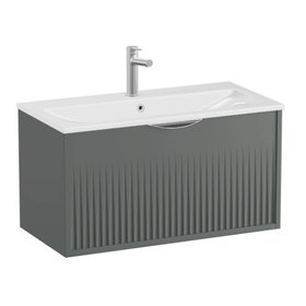 Vado Safari Fluted 800mm Charcoal Grey Wall Hung Vanity Unit & Basin