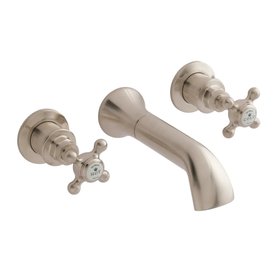 BC Designs Victrion Crosshead Brushed Nickel 3 Hole Wall Mounted Bath Filler