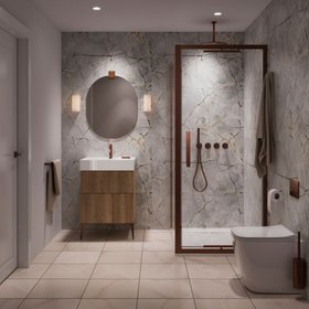 Showerwall Laminate Roma Marble 2440mm x 900mm Square Cut Hydrocore Wall Panel - SW93