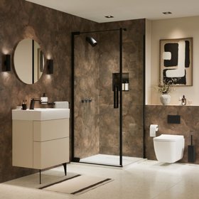 Showerwall Laminate Bronze Smoke 2440mm x 900mm Square Cut Hydrocore Wall Panel - SW89