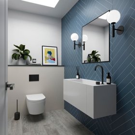 Showerwall Laminate Nordic Blue 2400mm x 600mm Herringbone Tile Effect Wall Panel - SWT01