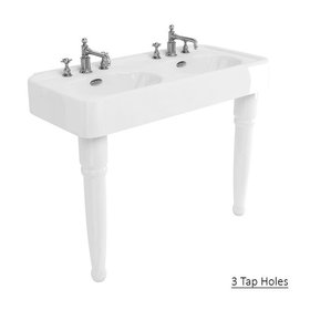Burlington Arcade 1200mm 3 Tap Hole Double Basin with Ceramic Console Legs