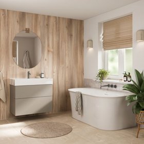 Showerwall Laminate Weathered Pine 2440mm x 1200mm Square Cut Hydrocore Wall Panel - SW105