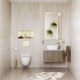 Showerwall Laminate Indiana Limestone 2440mm x 1200mm Square Cut Hydrocore Wall Panel - SW94