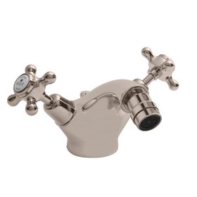 BC Designs Victrion Brushed Nickel Crosshead Mono Bidet Mixer & Pop Up Waste