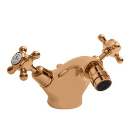 BC Designs Victrion Brushed Copper Crosshead Mono Bidet Mixer & Pop Up Waste