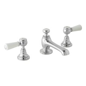 BC Designs Victrion Brushed Chrome Lever 3 Tap Hole Basin Mixer & Waste