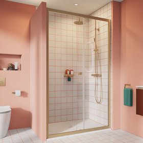 Crosswater Clear 6 Brushed Brass Single Sliding Shower Door