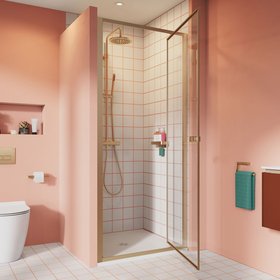 Crosswater Clear 6 Brushed Brass Pivot Shower Door