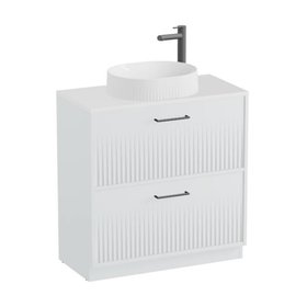 Vado Safari Fluted 800mm Arctic White Floorstanding Vanity Unit & Worktop