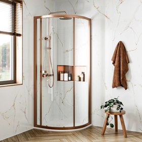 Crosswater Clear 6 Brushed Bronze 800mm Shower Quadrant