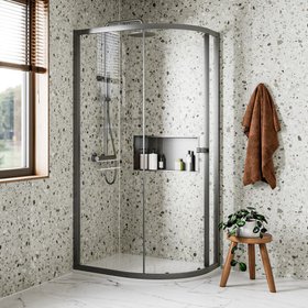 Crosswater Clear 6 Slate 1000 x 800mm Offset Shower Quadrant