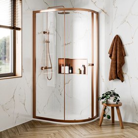 Crosswater Clear 6 Brushed Bronze 1200 x 800mm Offset Shower Quadrant