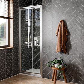 Crosswater Clear 6 Brushed Stainless Steel 760mm Infold Shower Door