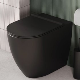 Zero 3 Matt Black Rimless Back To Wall Toilet & Soft Close Seat