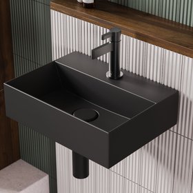 Zero 3 400mm x 300mm Matt Black Cloakroom Wall Hung Basin