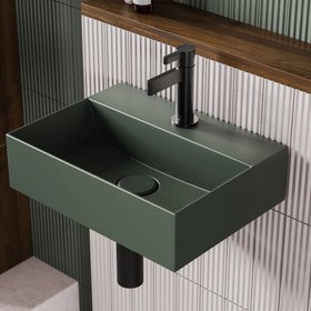 Zero 3 400mm x 300mm Matt Green Cloakroom Wall Hung Basin