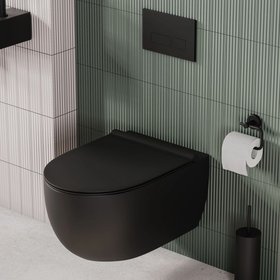 Zero 3 Matt Black Rimless Wall Hung Toilet & Soft Close Seat