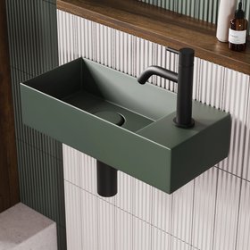 Zero 3 450mm x 200mm Matt Green Cloakroom Wall Mounted Basin