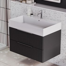 Marlow 800mm Black Ash Wall Hung Vanity Unit & Basin