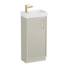 Vado Safari Fluted 400mm Cashmere Floor Mounted Cloakroom Vanity Unit & Basin