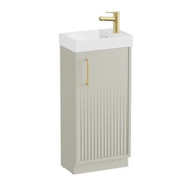 Vado Safari Fluted 400mm Cashmere Floor Mounted Cloakroom Vanity Unit & Basin