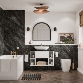 Showerwall Laminate Nero Marble 2440mm x 900mm Square Cut Ply Wall Panel - SW85