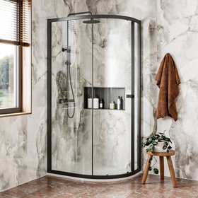 Crosswater Clear 6 Matt Black 1000 x 800mm Offset Shower Quadrant
