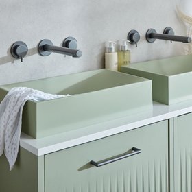 Vado Safari Lever Pewter 3 Tap Hole Wall Mounted Basin Mixer