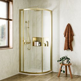 Crosswater Clear 6 Brushed Brass 900mm Shower Quadrant