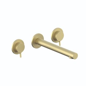 Vado Safari Lever Satin Brass 3 Tap Hole Wall Mounted Basin Mixer