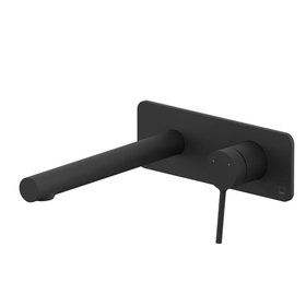 Vado Safari Lever Matt Black 2 Tap Hole Wall Mounted Basin Mixer With Back Plate