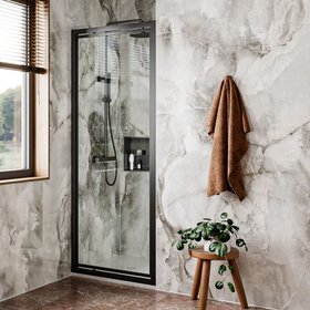 Crosswater Clear 6 Matt Black 900mm Pivot Shower Door