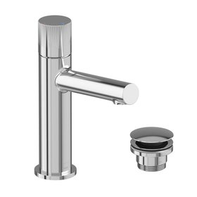 Vado Safari Leverless Fluted Chrome Mono Basin Mixer With Waste
