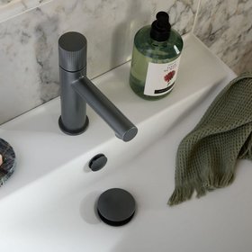 Vado Safari Leverless Fluted Pewter Mono Basin Mixer With Waste