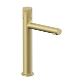 Vado Safari Leverless Fluted Satin Brass Extended Mono Basin Mixer